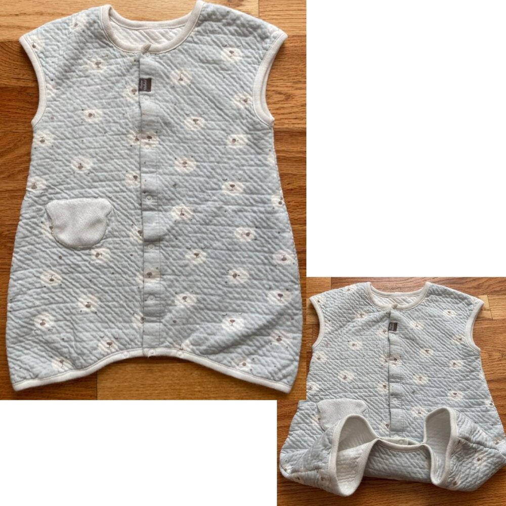 Tartine et Chocolat unisex blue sleeveless sleeper onesie w/leg holes 12-36M
